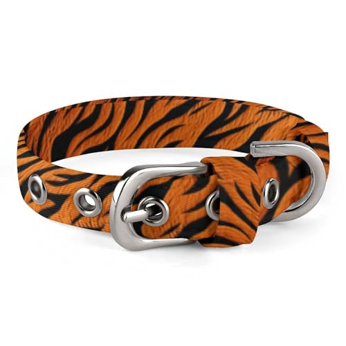 WYUSPGK Niedliches Katzenhalsband, Tigerstreifen, orangefarbener Druck, personalisierbar, geeignet für kleine und mittelgroße Hunde WYUSPGK Niedliches Katzenhalsband, Tigerstreifen, orangefarbener Druck, personalisierbar, geeignet für kleine und mittelgroße Hunde von WYUSPGK