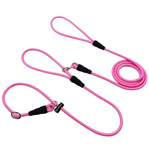 WYuZe Hundeleine mit Doppelgriff, klein, 2,1 m x 0,6 cm, kein Verheddern, Anti-Würgen, rutschfestes Hundehalsband und Leine, Hundetrainingsleine zum Ziehen, Rosa WYuZe Hundeleine mit Doppelgriff, klein, 2,1 m x 0,6 cm, kein Verheddern, Anti-Würgen, rutschfestes Hundehalsband und Leine, Hundetrainingsleine zum Ziehen, Rosa von WYUZE