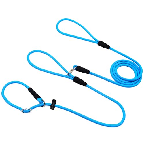 WYuZe Hundeleine mit Doppelgriff, klein, 2,1 m x 0,6 cm, kein Verheddern, Anti-Würgen, rutschfestes Hundehalsband und Leine, Hundetrainingsleine zum Ziehen von Stropfen, Blau WYuZe Hundeleine mit Doppelgriff, klein, 2,1 m x 0,6 cm, kein Verheddern, Anti-Würgen, rutschfestes Hundehalsband und Leine, Hundetrainingsleine zum Ziehen von Stropfen, Blau von WYUZE