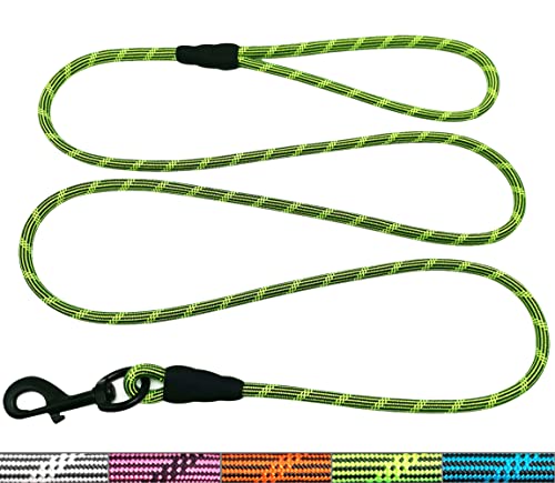 WYuZe Seilleine für mittelgroße Hunde, 1,8 m, robuste Hundeleine mit drehbarem Metallclip, 0,3 cm Durchmesser, Nylon-Haustierleine, Grün von WYUZE