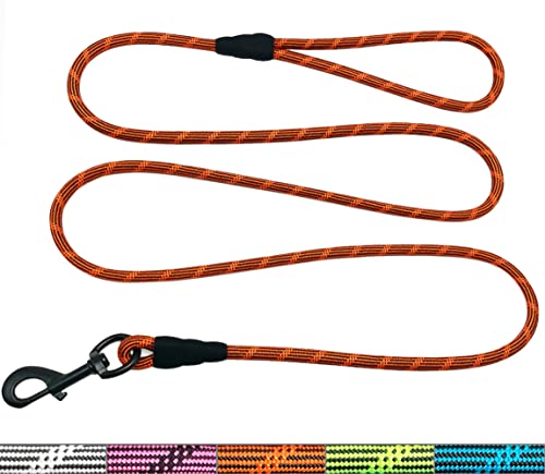 WYuZe Seilleine für mittelgroße Hunde, 1,8 m, robuste Hundeleine mit drehbarem Metallclip, 0,3 cm Durchmesser, Nylon-Haustierleine, Orange von WYUZE