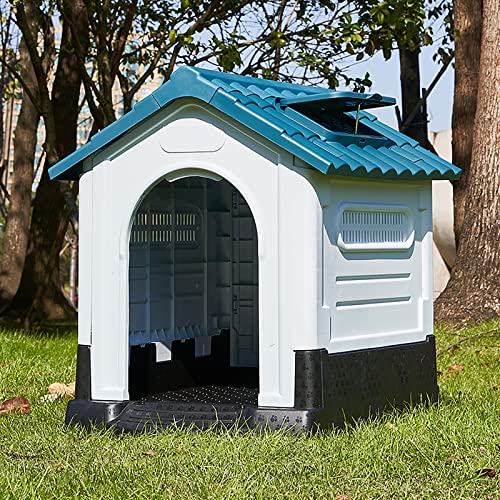 Kunststoff Hundehütte Welpenhaus mittelgroße Hundehütte, Tierheim Tierbett Indoor Outdoor, mit Lüftungsschlitzen und Tür, ideal für mittlere Rassen L von WYZCHDM