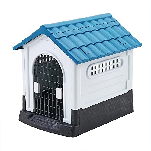 Kunststoff Hundehütte Welpenhaus mittelgroße Hundehütte, Tierheim Tierbett Indoor Outdoor, mit Lüftungsschlitzen und Tür, ideal für mittlere Rassen M von WYZCHDM