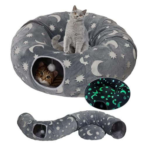 Katzentunnelbett für Indoor-Katzen mit waschbarem Kissen, Katzenhöhle, Donut-Tunnel mit flauschigem Ball, großer runder Schlauch, Haustier-Spielplatz, Spielzeug, weicher Plüsch, Peekaboo für Kätzchen, Katzentunnelbett für Indoor-Katzen mit waschbarem Kissen, Katzenhöhle, Donut-Tunnel mit flauschigem Ball, großer runder Schlauch, Haustier-Spielplatz, Spielzeug, weicher Plüsch, Peekaboo für Kätzchen, von WYZJL