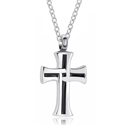 WZBHCZLJ 2pcs Haustier Urne Medaillon Crucifix Anhänger Urn Halskette Für Katzen Gedenk Memorial Urn Anhänger Verlust von WZBHCZLJ