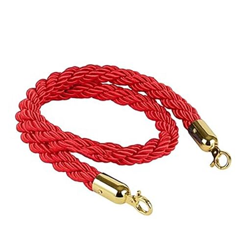Seilbarrieren Seil for Veranstaltungen auf dem roten Teppich, Karabinerhaken aus poliertem Metall, langlebiges und stilvolles Rungenseil, Rungenseile Rot (Farbe: Rot-2, Größe: 1,5 m/5 Fuß) (Color : R von WZEFEIM