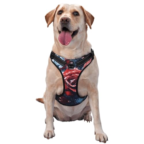 Haustier-Traktionsweste aus Glaskristall, rote Rose, groß, bedruckt, ideal für Spaziergänge mit dem Hund, Wandern, tägliche Reisen Haustier-Traktionsweste aus Glaskristall, rote Rose, groß, bedruckt, ideal für Spaziergänge mit dem Hund, Wandern, tägliche Reisen von WZYCWB