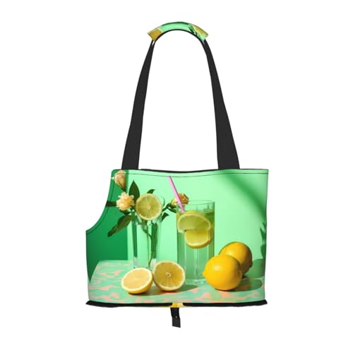 Leichte, atmungsaktive Reise-Umhängetasche für kleine Haustiere, WZYCWB Blumen und Limonade bedruckte Haustier-Umhängetasche von WZYCWB