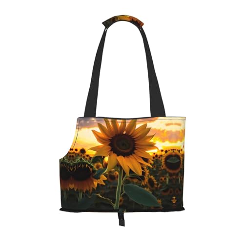 Leichte, atmungsaktive Reise-Umhängetasche für kleine Haustiere, WZYCWB Farm-Sonnenblumen-bedruckte Haustier-Umhängetasche von WZYCWB