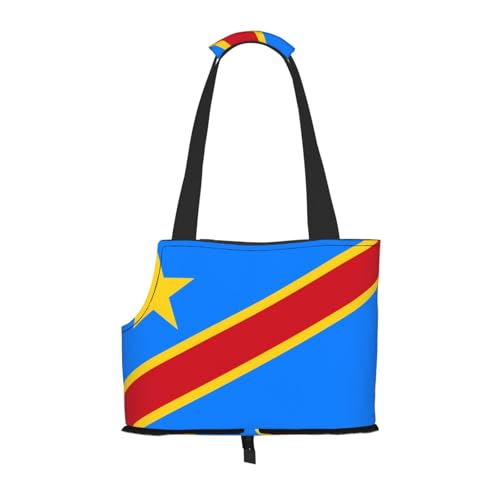 Leichte, atmungsaktive Reise-Umhängetasche für kleine Haustiere, WZYCWB Flagge des Kongo, bedruckte Haustier-Umhängetasche von WZYCWB