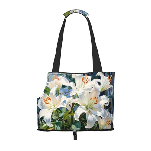 Leichte, atmungsaktive Reise-Umhängetasche für kleine Haustiere, WZYCWB Flowering Lilies bedruckte Haustier-Umhängetasche von WZYCWB