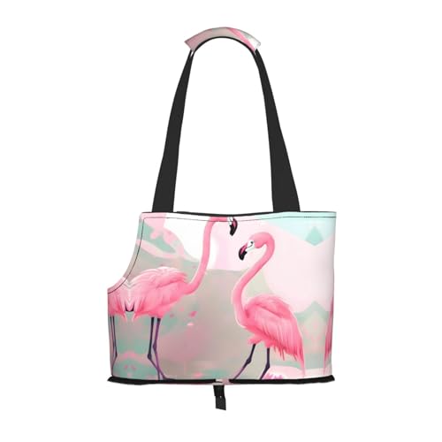 Leichte, atmungsaktive Reise-Umhängetasche für kleine Haustiere, WZYCWB Love, Flamingo, bedruckte Haustier-Umhängetasche von WZYCWB