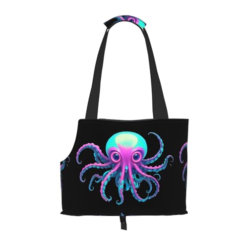 Leichte, atmungsaktive Reise-Umhängetasche für kleine Haustiere, WZYCWB Neon-Kraken-Core, bedruckte Haustier-Umhängetasche von WZYCWB