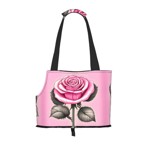 Leichte, atmungsaktive Reise-Umhängetasche für kleine Haustiere, WZYCWB Schöne rosa Rosen bedruckte Haustier-Umhängetasche von WZYCWB