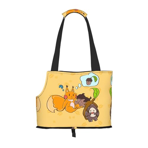 Leichte, atmungsaktive Reise-Umhängetasche für kleine Haustiere, WZYCWB Sonnenblumenkerne, Eichhörnchen, bedruckte Haustier-Umhängetasche von WZYCWB