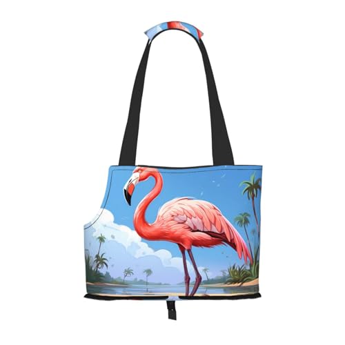 Leichte, atmungsaktive Reise-Umhängetasche für kleine Haustiere, WZYCWB Tall Flamingos bedruckte Haustier-Umhängetasche von WZYCWB