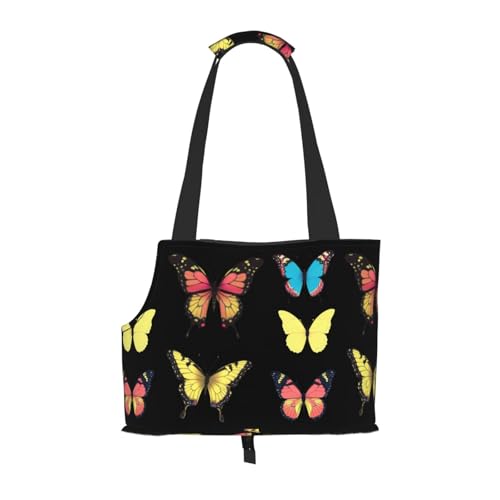 Leichte, atmungsaktive Reise-Umhängetasche für kleine Haustiere, WZYCWB Vintage Schmetterling bedruckte Haustier-Umhängetasche von WZYCWB