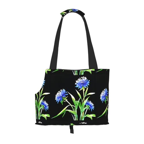 Leichte, atmungsaktive Reise-Umhängetasche für kleine Haustiere, WZYCWB blaue Kornblumenblumen, bedruckte Haustier-Umhängetasche von WZYCWB