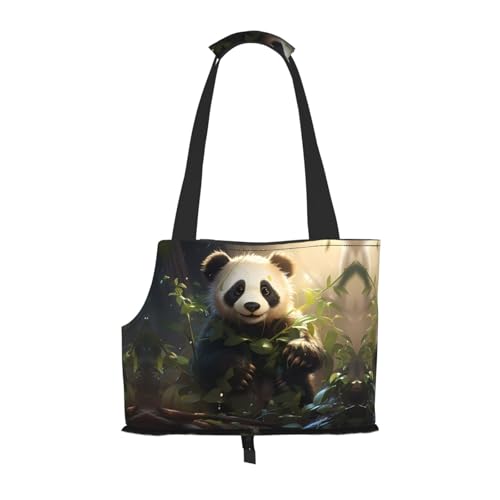 Leichte, atmungsaktive Reise-Umhängetasche für kleine Haustiere, WZYCWB niedliche Panda-Pflanze, bedruckte Haustier-Umhängetasche von WZYCWB