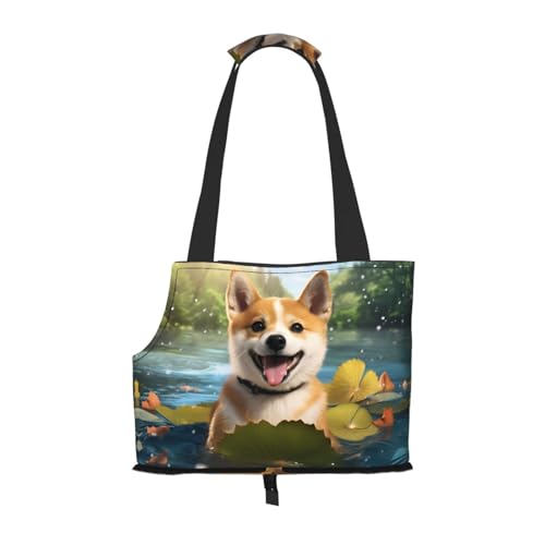 Leichte, atmungsaktive Reise kleine Haustier Umhängetasche, WZYCWB HAPPY SHiba Inu bedruckte Haustier Umhängetasche von WZYCWB