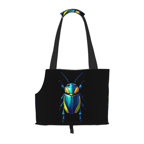 Leichte, atmungsaktive Reise kleine Haustier Umhängetasche, WZYCWB Metallic Beetle bedruckte Haustier Umhängetasche von WZYCWB