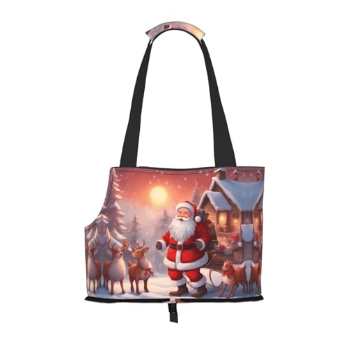 Leichte, atmungsaktive Reise kleine Haustier Umhängetasche, WZYCWB Winter Weihnachtsmann gedruckt Haustier Umhängetasche von WZYCWB