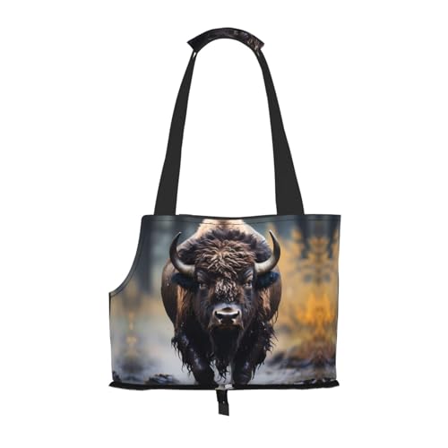 Leichte, atmungsaktive Reise kleine Haustier Umhängetasche, WZYCWB nordamerikanische Bison bedruckte Haustier Umhängetasche von WZYCWB