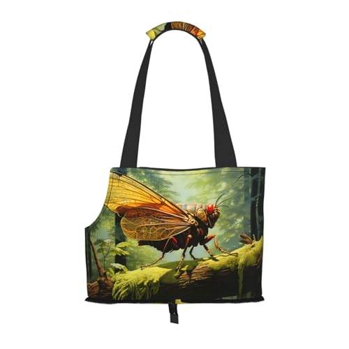 Leichte, atmungsaktive Reise kleine Haustier Umhängetasche WZYCWB Grasshopper auf einem Ast bedruckte Haustier Umhängetasche von WZYCWB