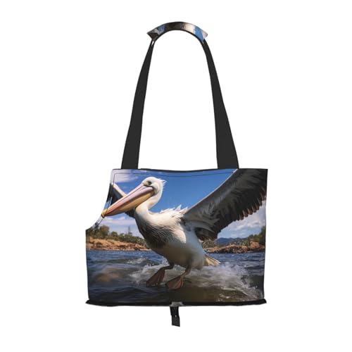Naughty Pelican bedruckte Haustier-Umhängetasche zum Ausgehen – kleine Hunde und Katzen Doppelzweck-Umhängetasche von WZYCWB