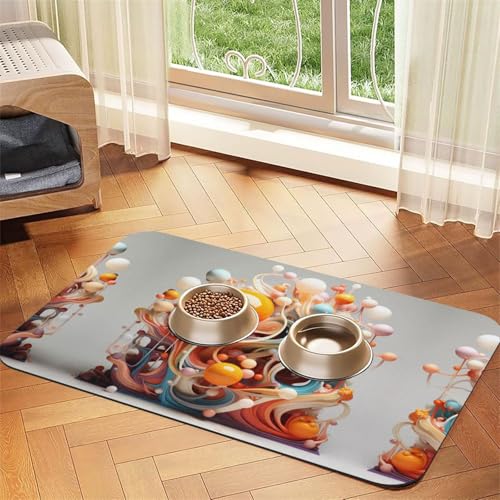 WZYCWB 30 x 45 cm, 3D-Untersetzer mit bunten Wirbeln und Bällen, gemustert, für Katzen- und Hunde-Futternapf, faltbar und einfach zu verstauen WZYCWB 30 x 45 cm, 3D-Untersetzer mit bunten Wirbeln und Bällen, gemustert, für Katzen- und Hunde-Futternapf, faltbar und einfach zu verstauen von WZYCWB