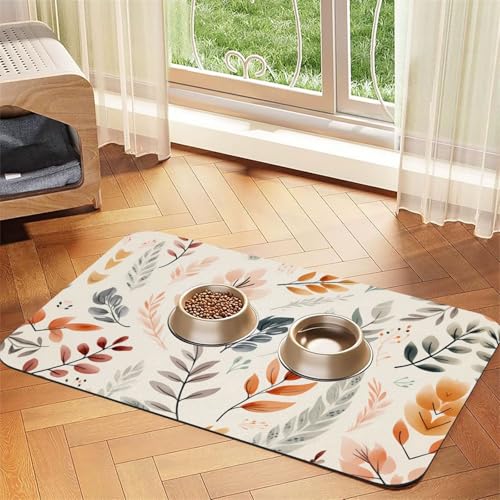 WZYCWB 30 x 45 cm, Blatt-Druck, gemustert, für Futternapf für Katzen und Hunde, faltbar und einfach zu verstauen WZYCWB 30 x 45 cm, Blatt-Druck, gemustert, für Futternapf für Katzen und Hunde, faltbar und einfach zu verstauen von WZYCWB