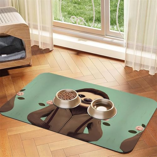 WZYCWB 30 x 45 cm, Cartoon-Faultier-Motiv, für Futternapf-Matten für Katzen und Hunde, faltbar und einfach zu verstauen von WZYCWB