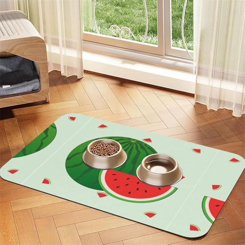 WZYCWB 30 x 45 cm, Cartoon-Wassermelonen-Muster, Haustier-Tischset, Futtermatte – für Katzen- und Hundefutter-Matten, faltbar und einfach zu verstauen von WZYCWB