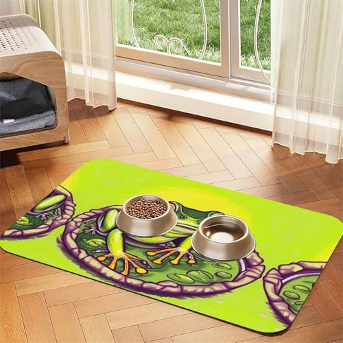 WZYCWB 30 x 45 cm, Frosch im Teich, gemustert, für Futternapf für Katzen und Hunde, faltbar und leicht zu verstauen WZYCWB 30 x 45 cm, Frosch im Teich, gemustert, für Futternapf für Katzen und Hunde, faltbar und leicht zu verstauen von WZYCWB