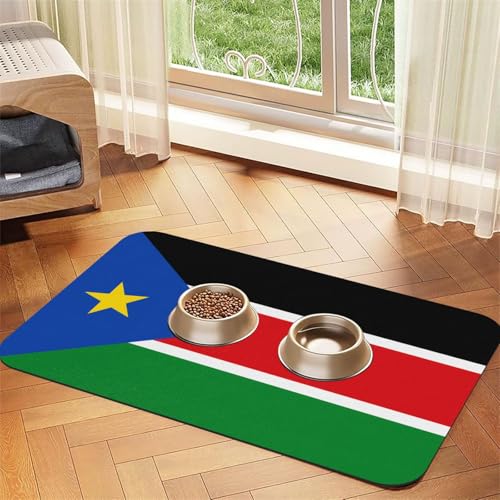 WZYCWB 30 x 45 cm, Motiv: Flagge des Südsudan, gemustert, für Futternapf für Katzen und Hunde, faltbar und einfach zu verstauen WZYCWB 30 x 45 cm, Motiv: Flagge des Südsudan, gemustert, für Futternapf für Katzen und Hunde, faltbar und einfach zu verstauen von WZYCWB