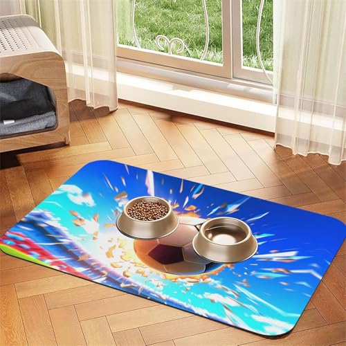 WZYCWB 30 x 45 cm, Motiv: "The Flying Soccer Ball", gemustert, für Futternapf für Katzen und Hunde, faltbar und einfach zu verstauen WZYCWB 30 x 45 cm, Motiv: "The Flying Soccer Ball", gemustert, für Futternapf für Katzen und Hunde, faltbar und einfach zu verstauen von WZYCWB