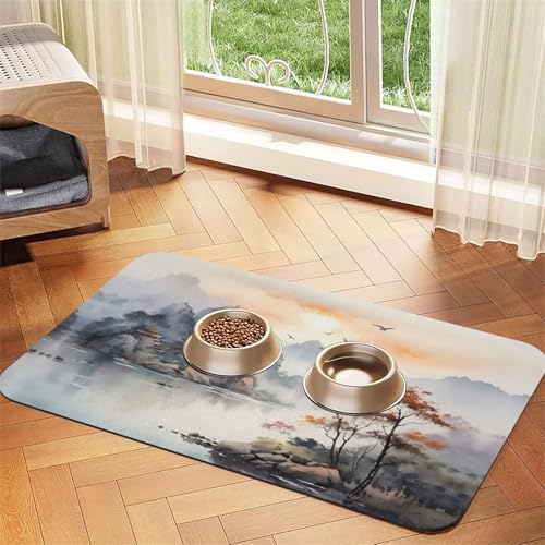 WZYCWB 30 x 45 cm, Motiv: Vögel und Berge, gemustertes Haustier-Tischset, Futtermatte – für Katzen- und Hundefutter-Matten, faltbar und einfach zu verstauen WZYCWB 30 x 45 cm, Motiv: Vögel und Berge, gemustertes Haustier-Tischset, Futtermatte – für Katzen- und Hundefutter-Matten, faltbar und einfach zu verstauen von WZYCWB