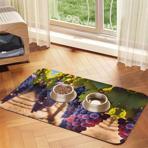 WZYCWB 30 x 45 cm, Wüsten-Trauben, gemustertes Haustier-Tischset, Futtermatte – für Katzen- und Hundefutter-Matten, faltbar und einfach zu verstauen von WZYCWB