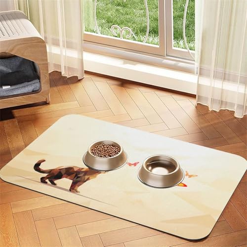WZYCWB 30 x 45 cm, magische Katze, gemustert, Futtermatte – für Katzen- und Hundefutter-Matten, faltbar und einfach zu verstauen von WZYCWB