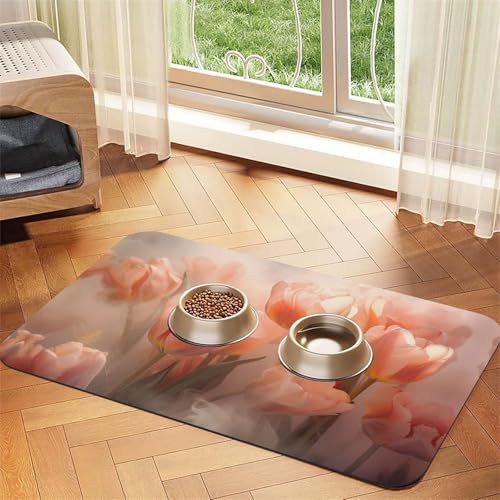 WZYCWB 30 x 45 cm, magische Tulpen gemusterte Haustier-Tischset, Futtermatte – für Katzen- und Hundefutter-Matten, faltbar und einfach zu verstauen WZYCWB 30 x 45 cm, magische Tulpen gemusterte Haustier-Tischset, Futtermatte – für Katzen- und Hundefutter-Matten, faltbar und einfach zu verstauen von WZYCWB