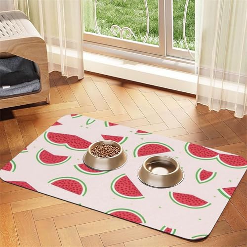 WZYCWB 30 x 45 cm, rosa Wassermelonen-Muster, Haustier-Tischset, Futtermatte – für Katzen- und Hundenapf-Matten, faltbar und einfach zu verstauen von WZYCWB