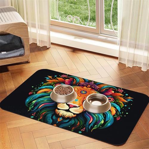 WZYCWB 30 x 45 cm, schönes Löwen-gemustertes Haustier-Tischset, Futtermatte – für Katzen- und Hundefutter-Matten, faltbar und einfach zu verstauen von WZYCWB