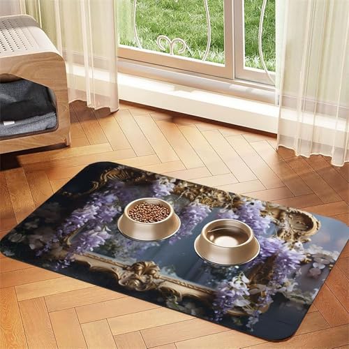 WZYCWB 30 x 45 cm Bilderrahmen Viburnum gemustert Haustier Tischset Futtermatte – für Katzen- und Hundefutter-Matten, faltbar und einfach zu verstauen von WZYCWB