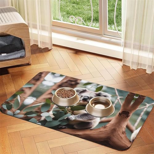 WZYCWB 30 x 45 cm Cartoon-Koala-bedruckte saugfähige Tischsets für Haustiere – rutschfeste Futtermatten für Hunde und Katzen, Futternäpfe und Wasser-Tischsets von WZYCWB