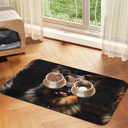 WZYCWB 30 x 45 cm Deutscher Schäferhund gemustertes Haustier-Tischset – für Katzen- und Hundefutter-Matten, faltbar und einfach zu verstauen von WZYCWB