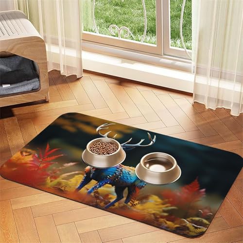 WZYCWB 30 x 45 cm Elch-gemustertes Haustier-Tischset, Futtermatte – für Katzen- und Hundefutter-Matten, faltbar und einfach zu verstauen von WZYCWB