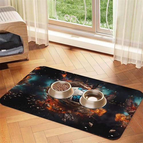 WZYCWB 30 x 45 cm Feuerwerkskörper Fußball gemustertes Haustier-Tischset – für Katzen- und Hunde-Futternapf-Matten, faltbar und einfach zu verstauen von WZYCWB