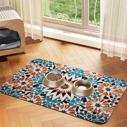 WZYCWB 30 x 45 cm Fliesendruck, saugfähige Haustier-Tischsets, rutschfeste Futtermatten für Hunde und Katzen, Futternäpfe und Wasser-Tischsets von WZYCWB
