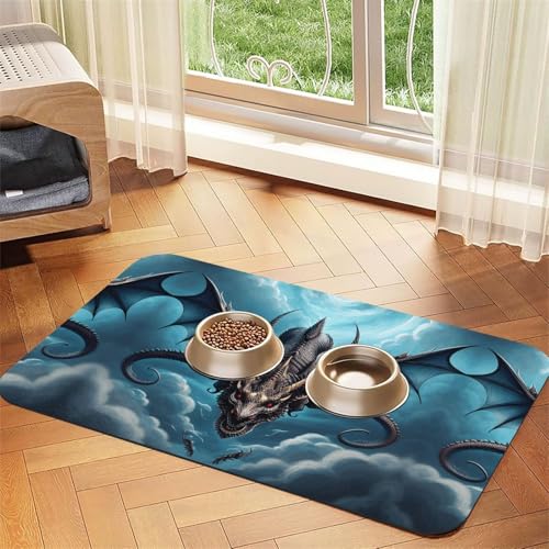 WZYCWB 30 x 45 cm Flying Dragon gemustertes Haustier-Tischset, Futtermatte – für Katzen- und Hundefutter-Matten, faltbar und einfach zu verstauen von WZYCWB