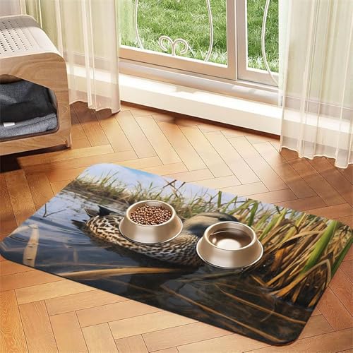 WZYCWB 30 x 45 cm Freizeit-Tischset mit Stockenten-Motiv, für Katzen- und Hundefutter, faltbar und einfach zu verstauen von WZYCWB